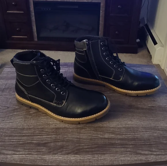 Alesbury Men’s Black Faux Leather Boots Size 10.5 – Casual Stylish Ankle Boot Alessia Casual Boots for Men main image 3